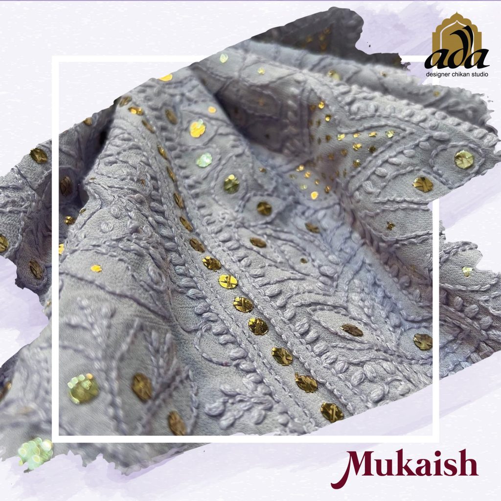 Strips of metallic wire are placed into the cloth and then twisted to create metallic embroidery in a process known as mukaish, a type of decoration work.