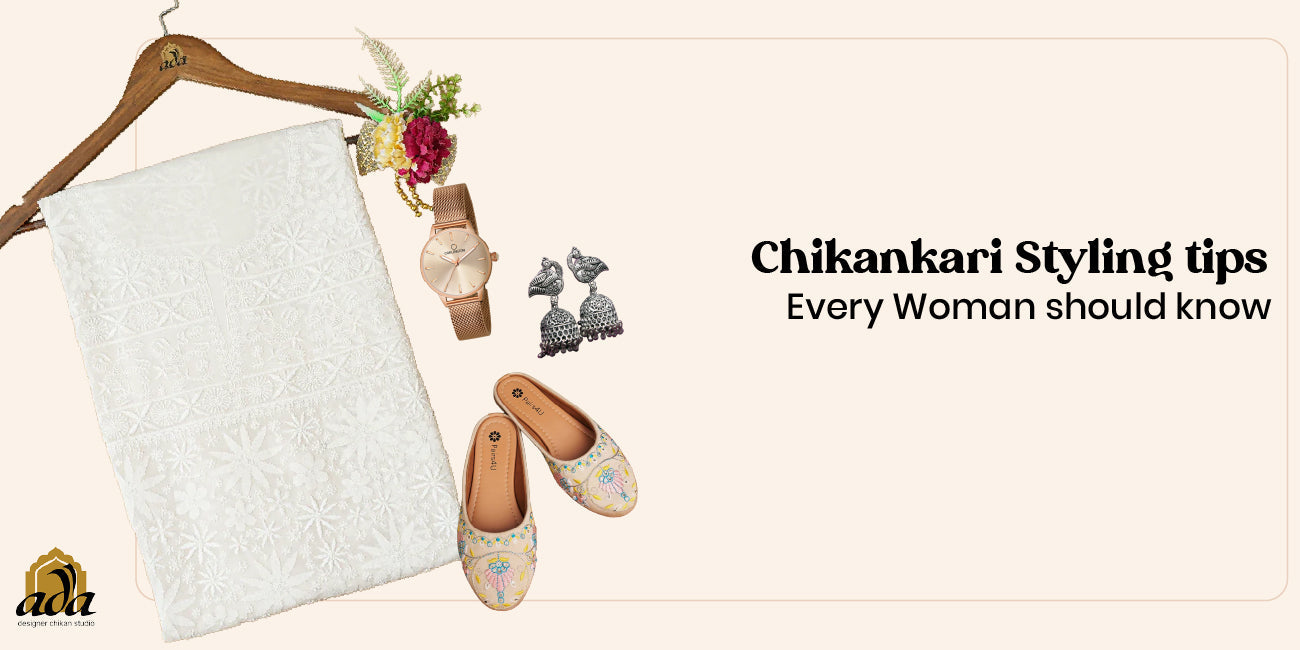 Chikankari styling tips for women — white cotton kurti with palazzo and jhumkas