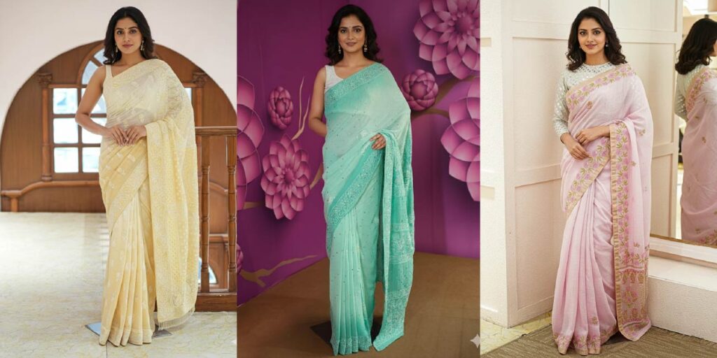 Sarees Reimagined: Chikankari Saree Drapes with a Modern Spin