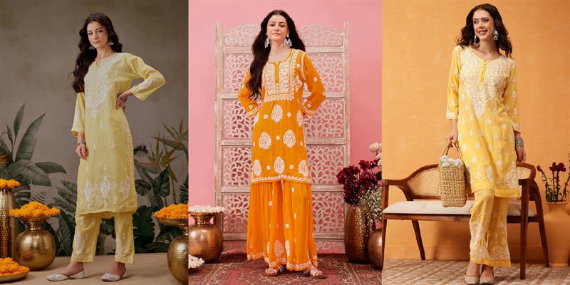 Trending Haldi Outfits 2026: Sunshine Yellow Chikankari Picks