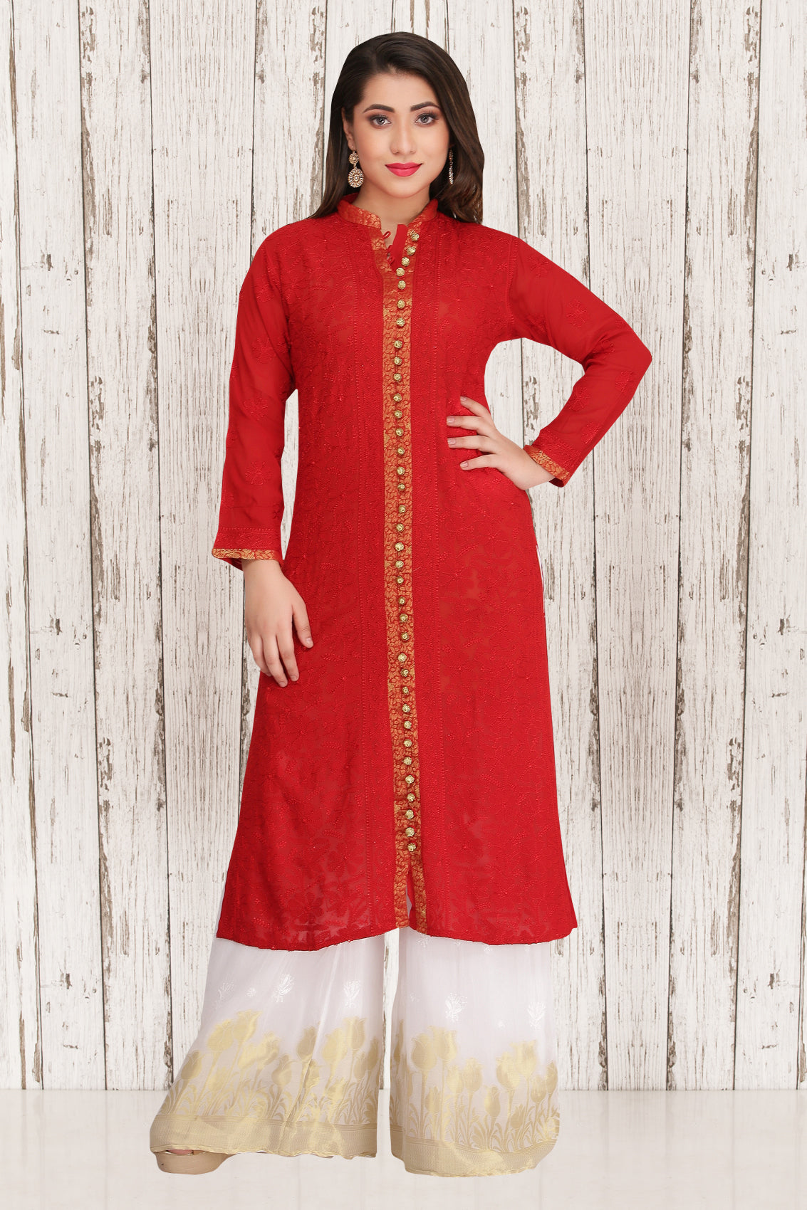 Standout in Red Chikankari