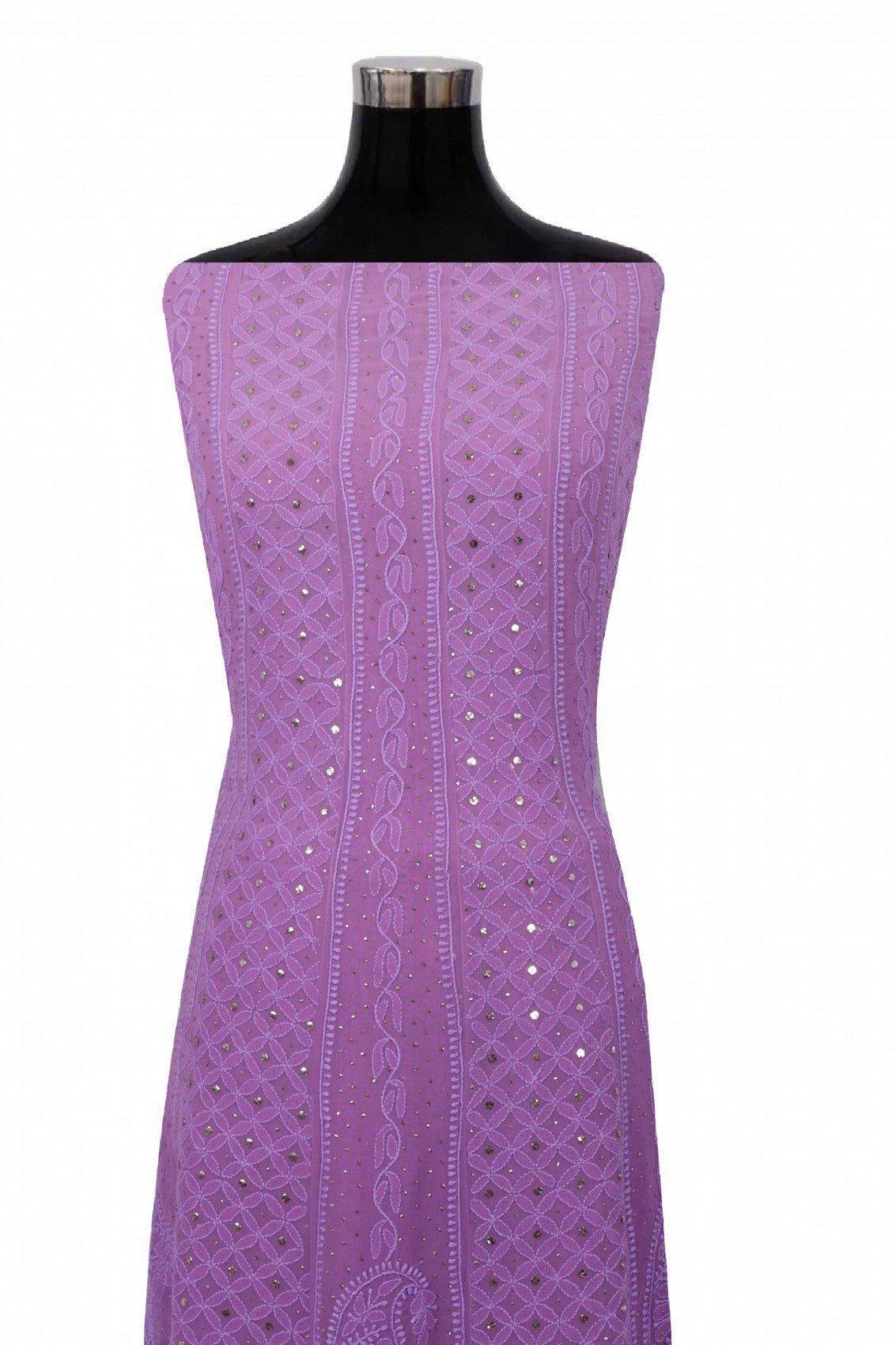 Ada Hand Embroidered Purple Ombre Shade Georgette Lucknowi Chikankari Semi-Stitched Anarkali Kurta Dupatta Set With Muqaish Work 01A207573