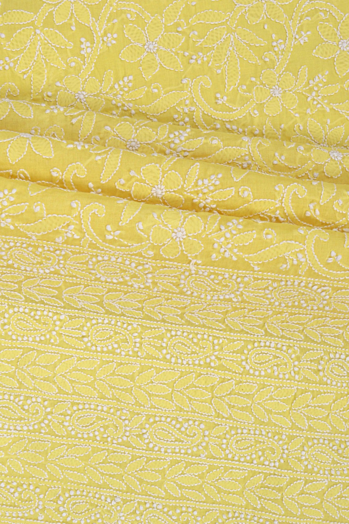 Ada Hand Embroidered Yellow Cotton Lucknowi Chikankari Unstitched Suit Piece 01A204075