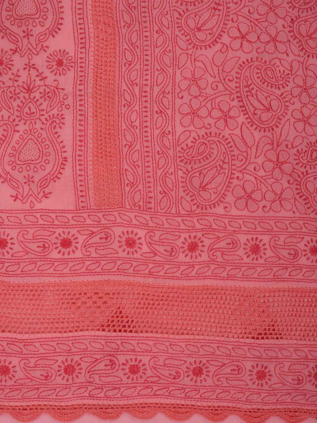 Ada Hand Embroidered Flamingo Pink Cotton Lucknowi Chikankari Unstitched Suit Piece 01A205558