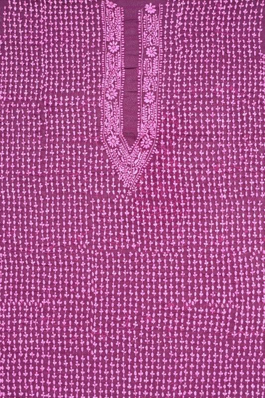 Ada Hand Embroidered Wine Georgette Lucknowi Chikankari Unstitched Men's Kurta Piece A602012