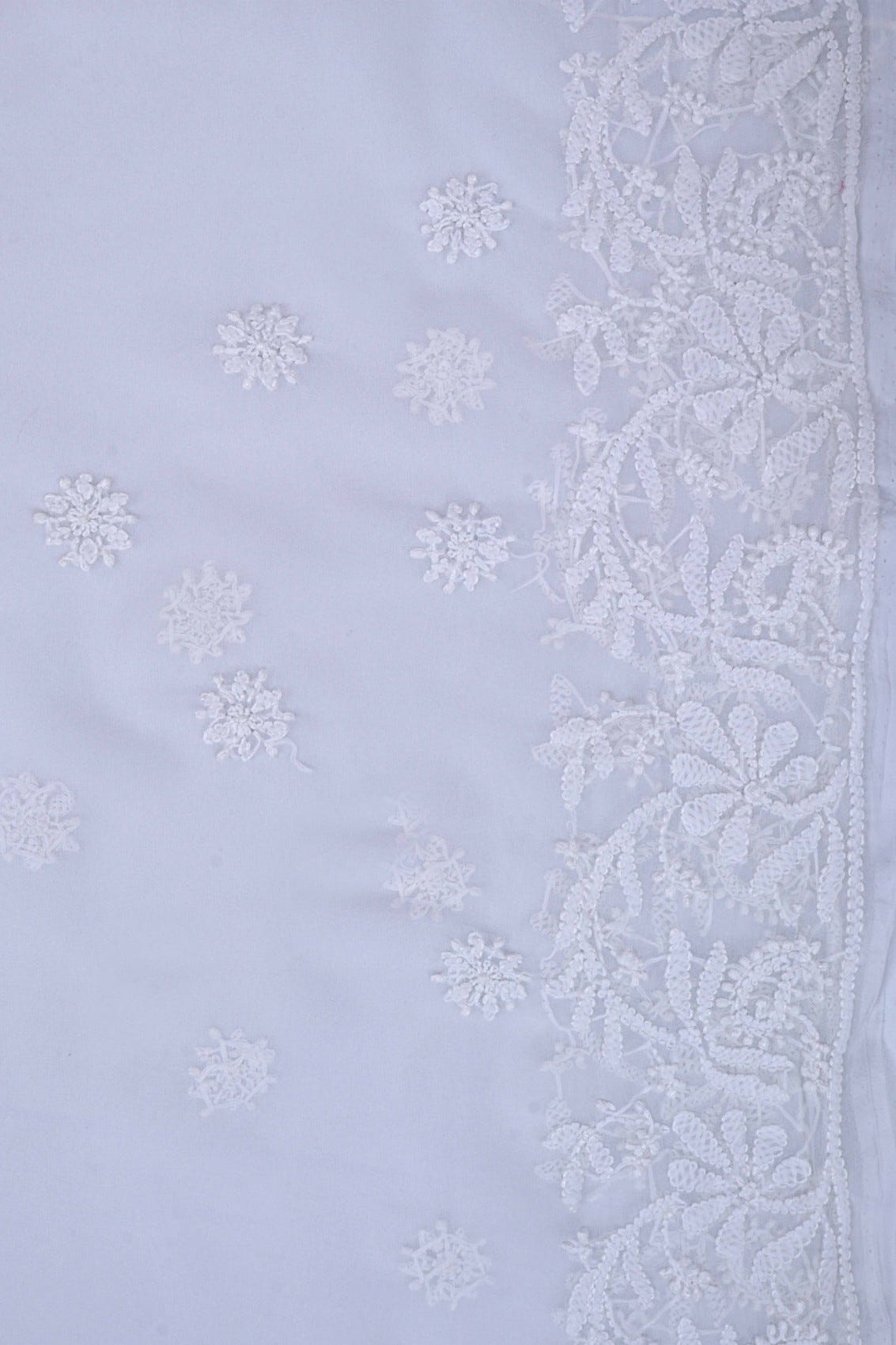 Ada Hand Embroidered White Georgette Lucknowi Chikankari Saree With Blouse A239320