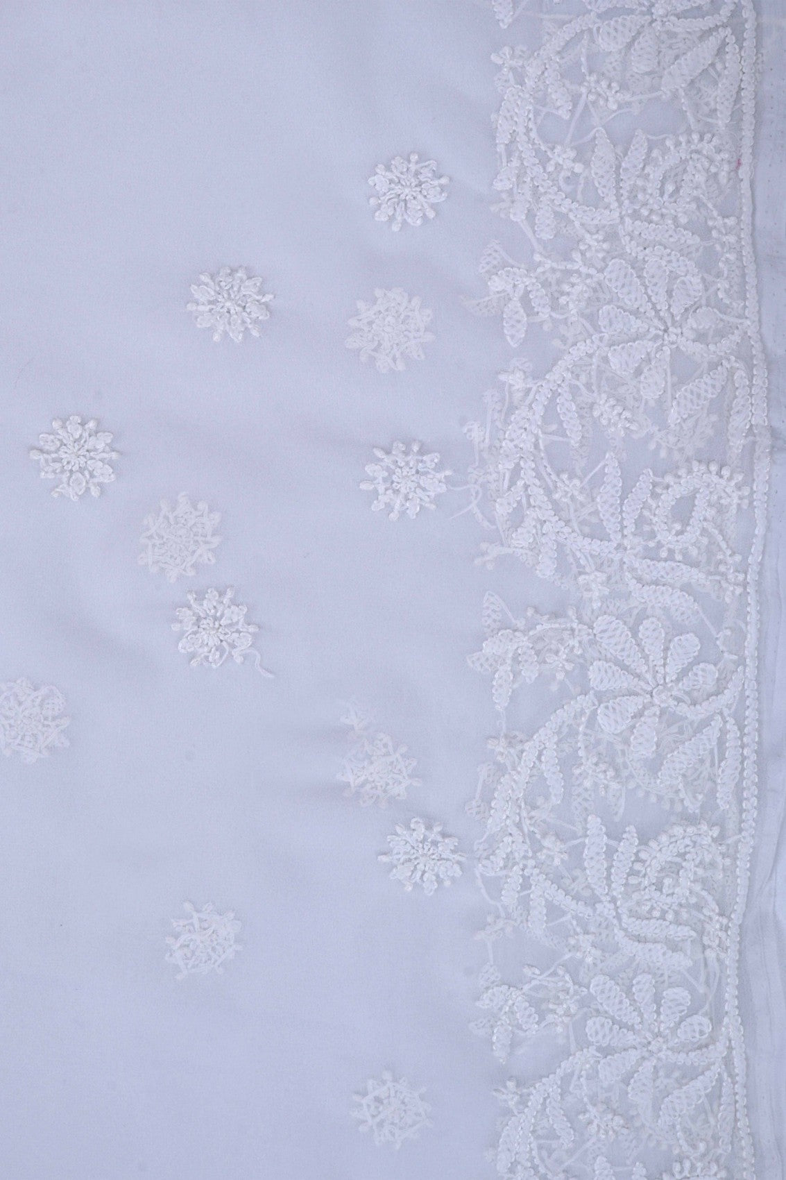 Ada Hand Embroidered White Georgette Lucknowi Chikankari Saree With Blouse A239320