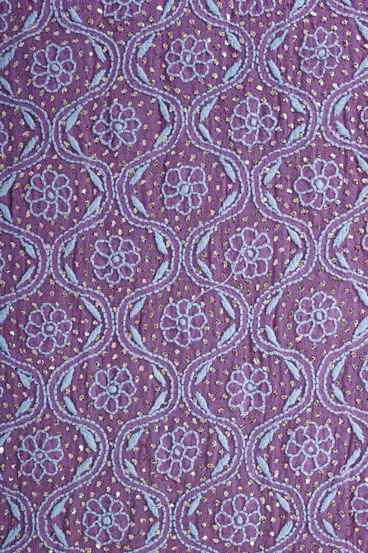 Ada Hand Embroidered Purple Pure Georgette Lucknowi Chikankari Unstitched Men's Kurta Piece A619883