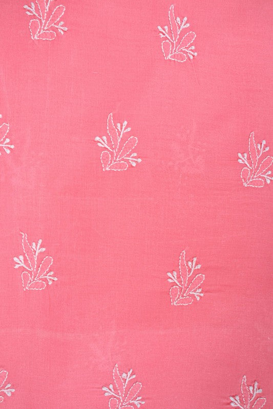 Ada Hand Embroidered Pink Cotton Lucknowi Chikan Unstitched Suit Piece A213045