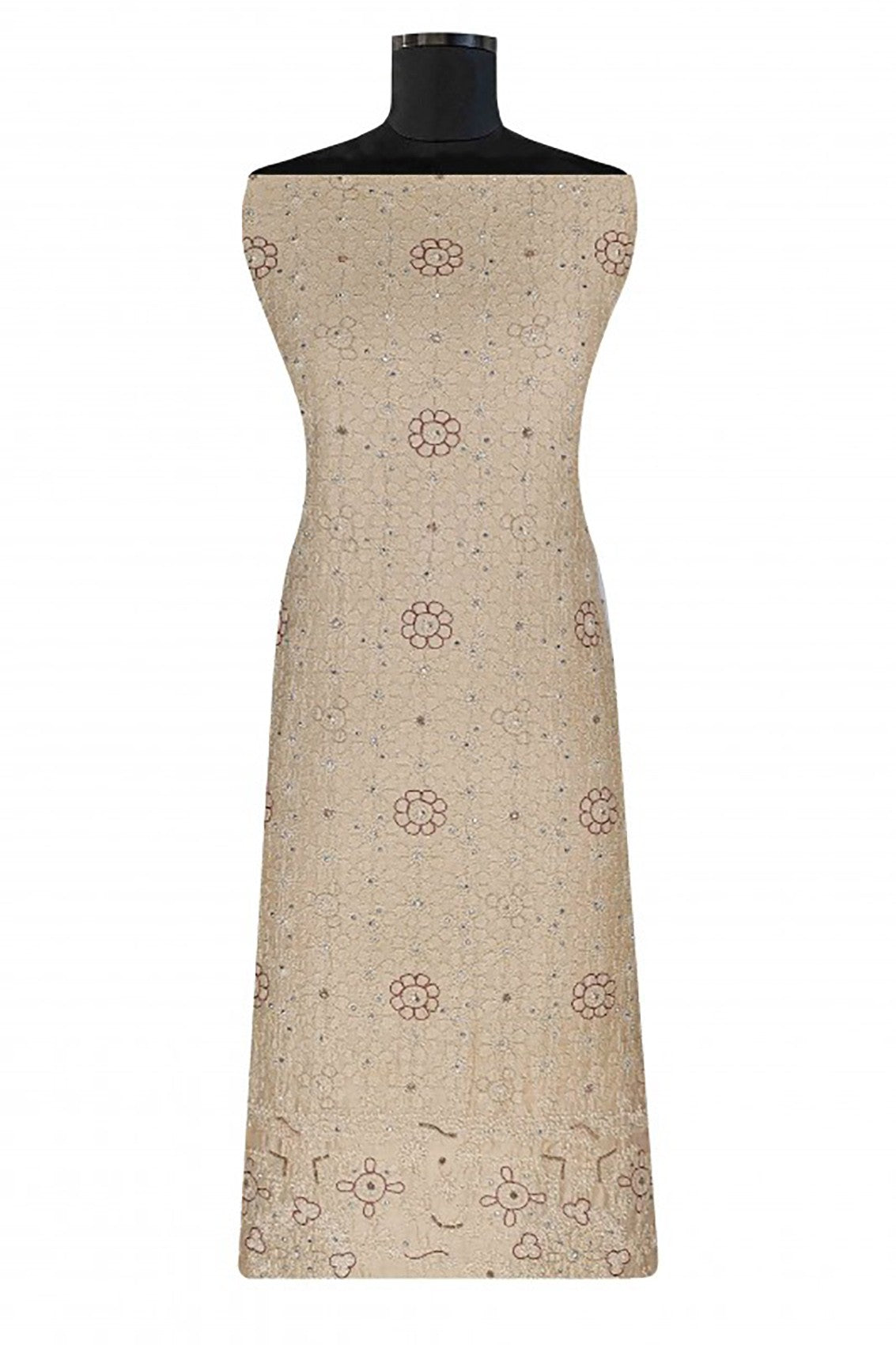 Ada Hand Embroidered Fawn Chanderi Lucknowi Chikankari Unstitched Kurta Dupatta A605701