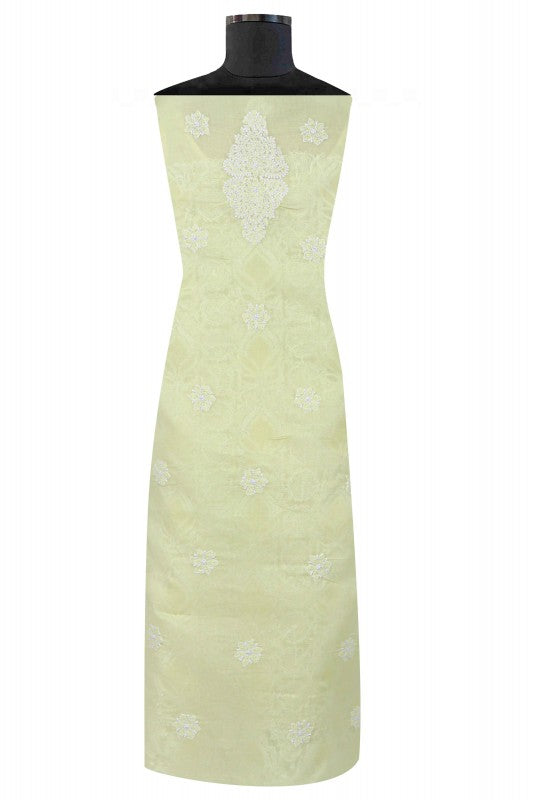 Ada Hand Embroidered Lemon Cotton Lucknowi Chikankari Unstitched Suit Piece 01A166714
