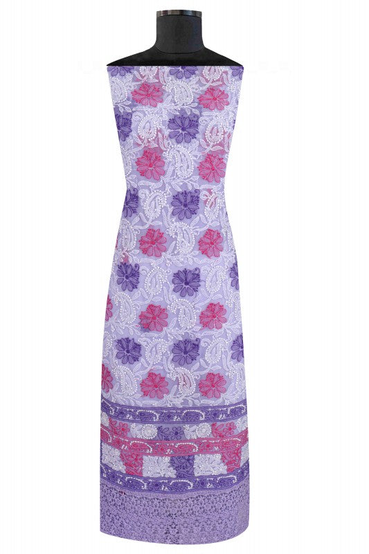 Ada Hand Embroidered Lilac Georgette Lucknowi Chikan Unstitched Kurta Piece A93600