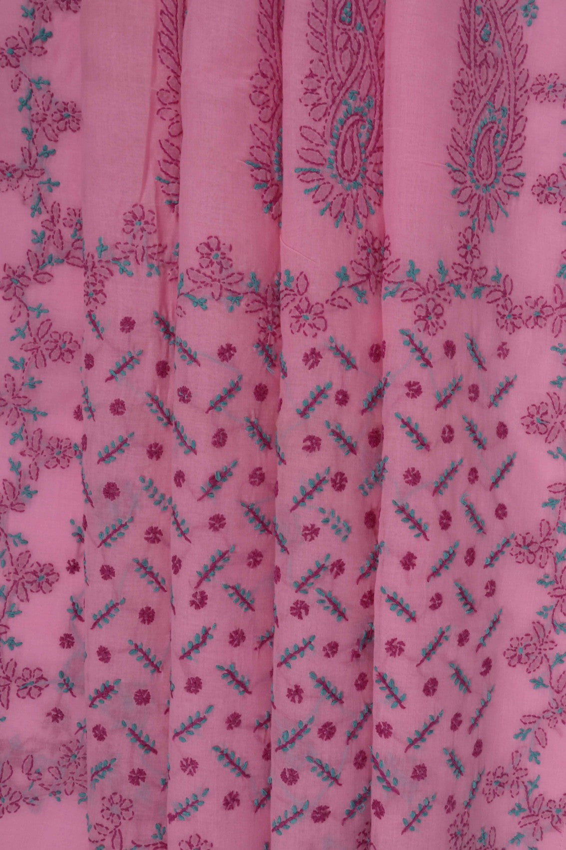 Ada Hand Embroidered Pink Cotton Lucknowi Chikankari Saree with Blouse A613993
