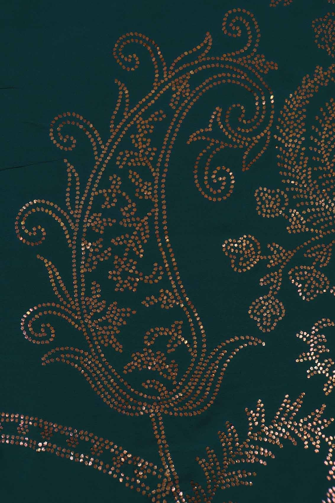 Ada Hand Embroidered Dark Green Pure Georgette Lucknowi Chikankari Saree/Blouse With Muqaish Work A456850