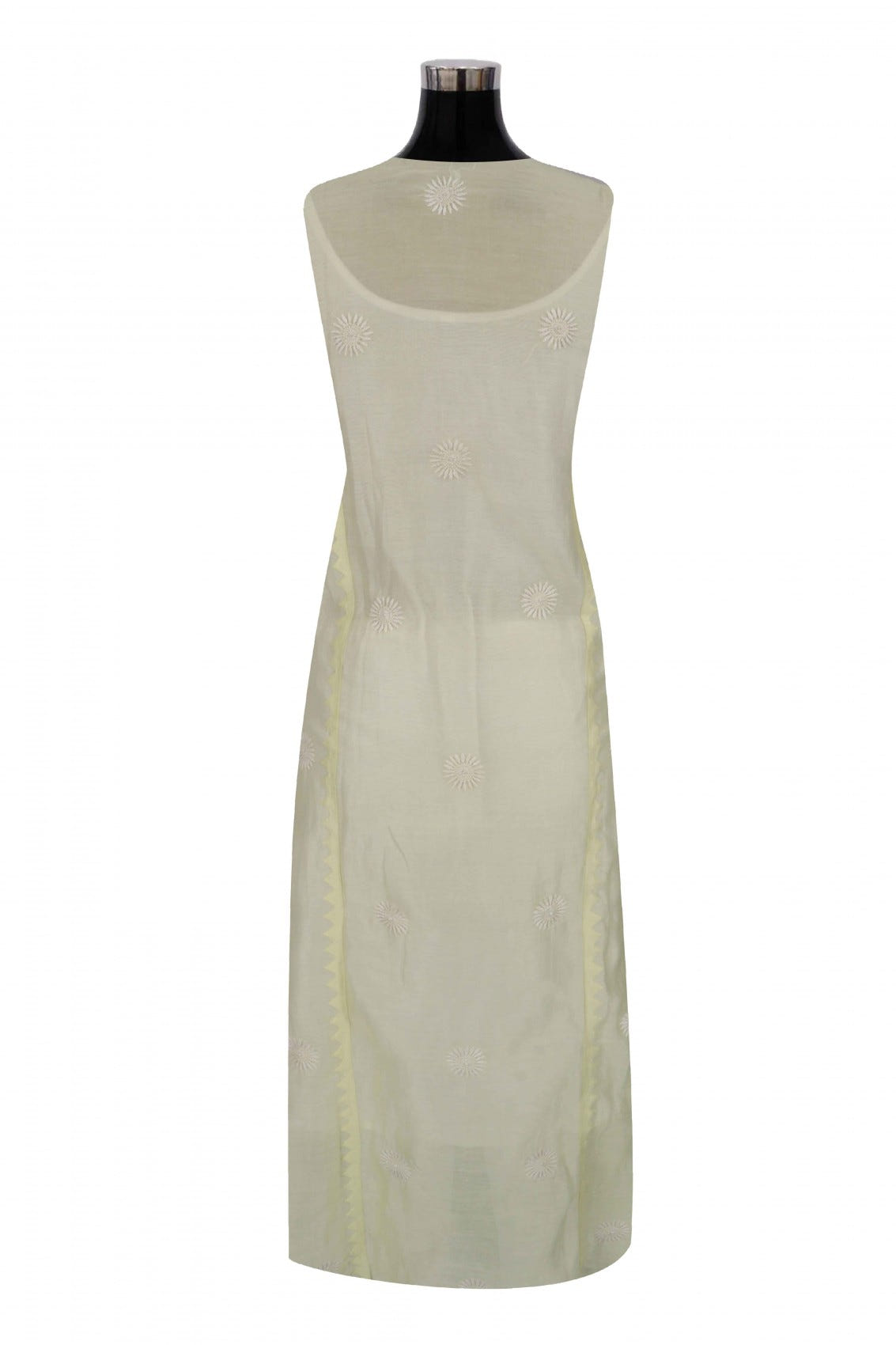 Ada Hand Embroidered Lemon Chanderi Lucknowi Chikankari Semi-Stitched Anarkali Kurta Dupatta Set A497281