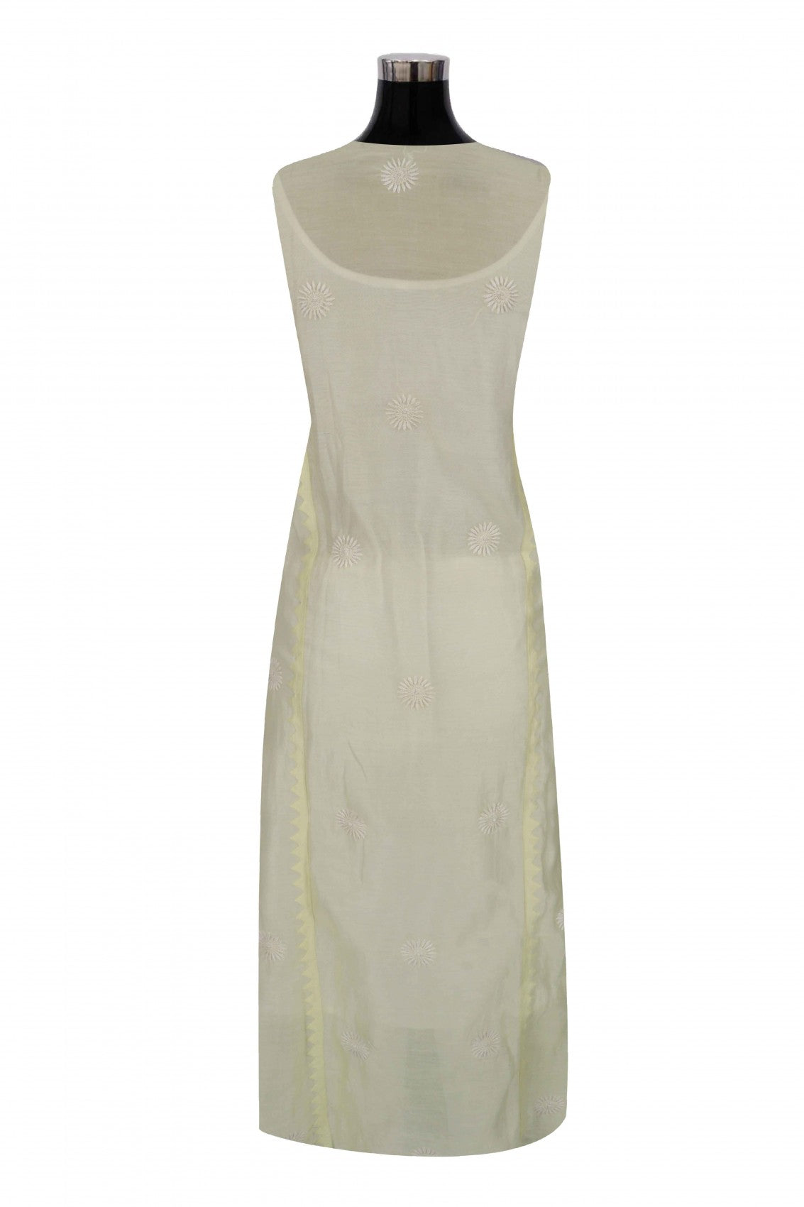 Ada Hand Embroidered Lemon Chanderi Lucknowi Chikankari Semi-Stitched Anarkali Kurta Dupatta Set A497281