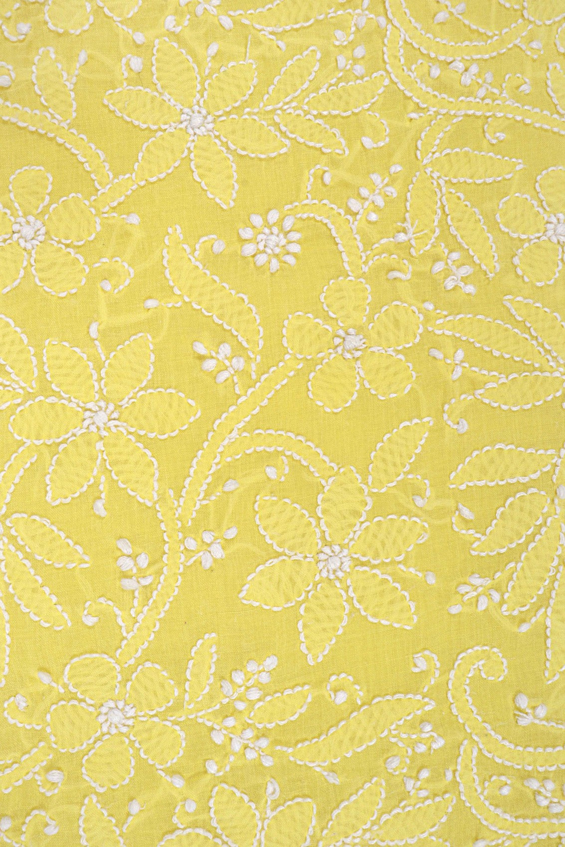 Ada Hand Embroidered Yellow Cotton Lucknowi Chikankari Unstitched Suit Piece 01A204075