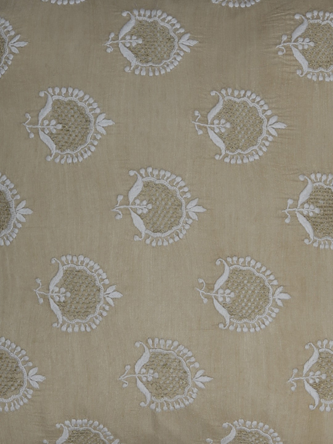 Ada Hand Embroidered Fawn Tusser Silk Lucknow Chikankari Cushion Cover- A507399