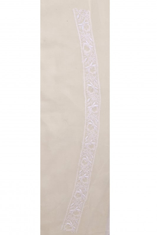 Ada Hand Embroidered Off White Pure Georgette Lucknowi Chikankari Unstitched Men's Kurta Piece 01A85993
