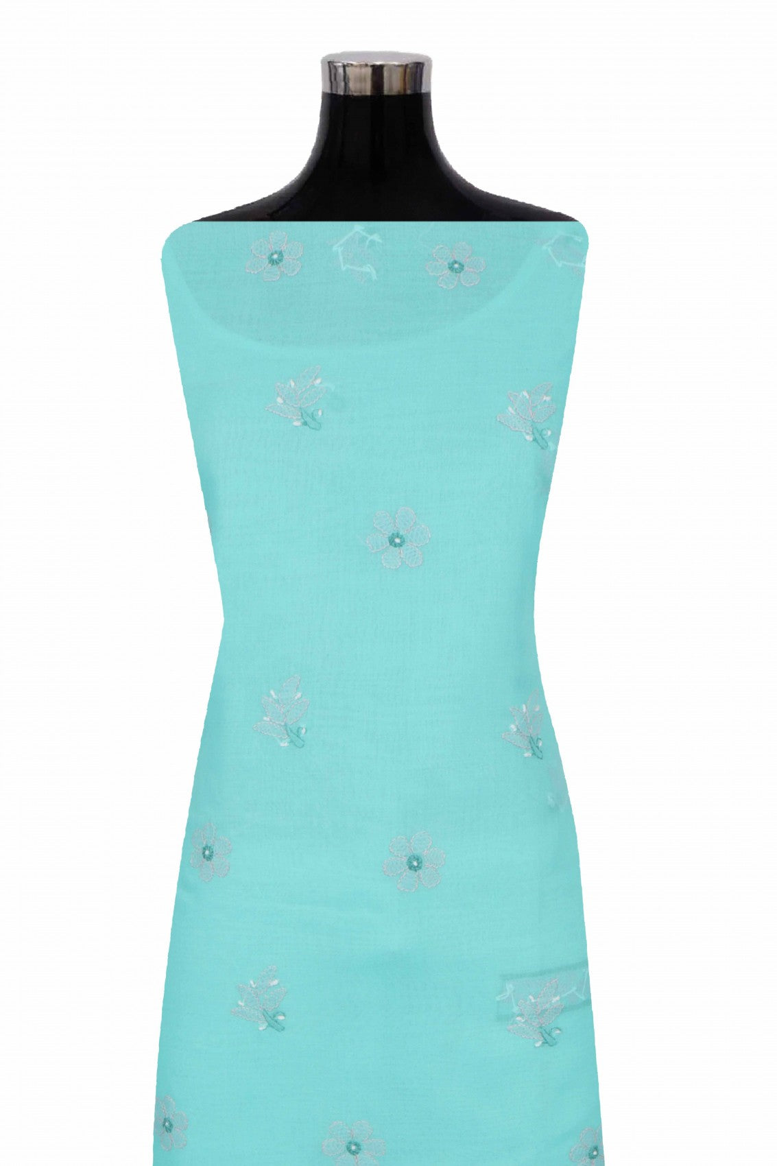 Ada Hand Embroidered Sea Green Cotton Lucknowi Chikankari Unstitched Suit Piece 01A215130