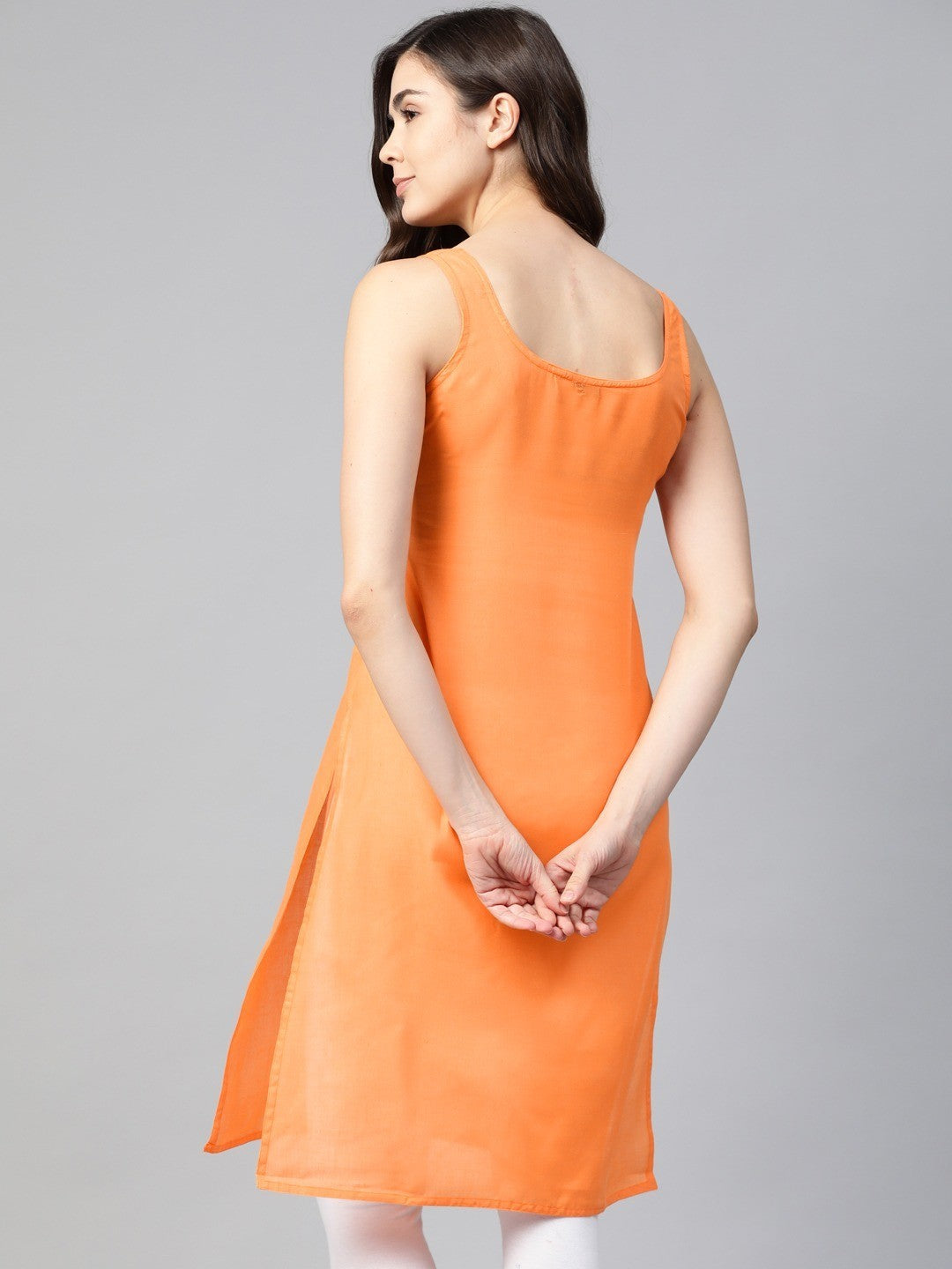 Ada  Black And Orange Cotton Long Slips Combo of 2  A111134.
