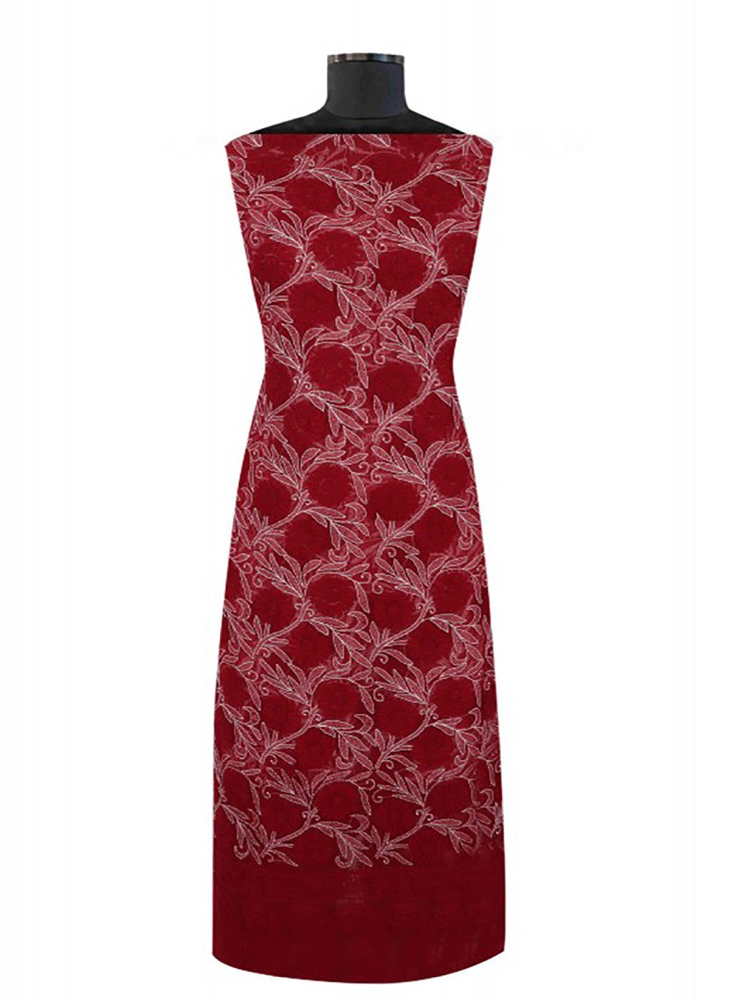 Ada Hand Embroidered Maroon Georgette Lucknowi Chikankari Unstitched Kurta Piece A212662