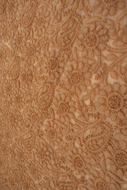 Ada Hand Embroidered Dark Fawn Georgette Lucknowi Chikan Unstitched Suit Piece A608172