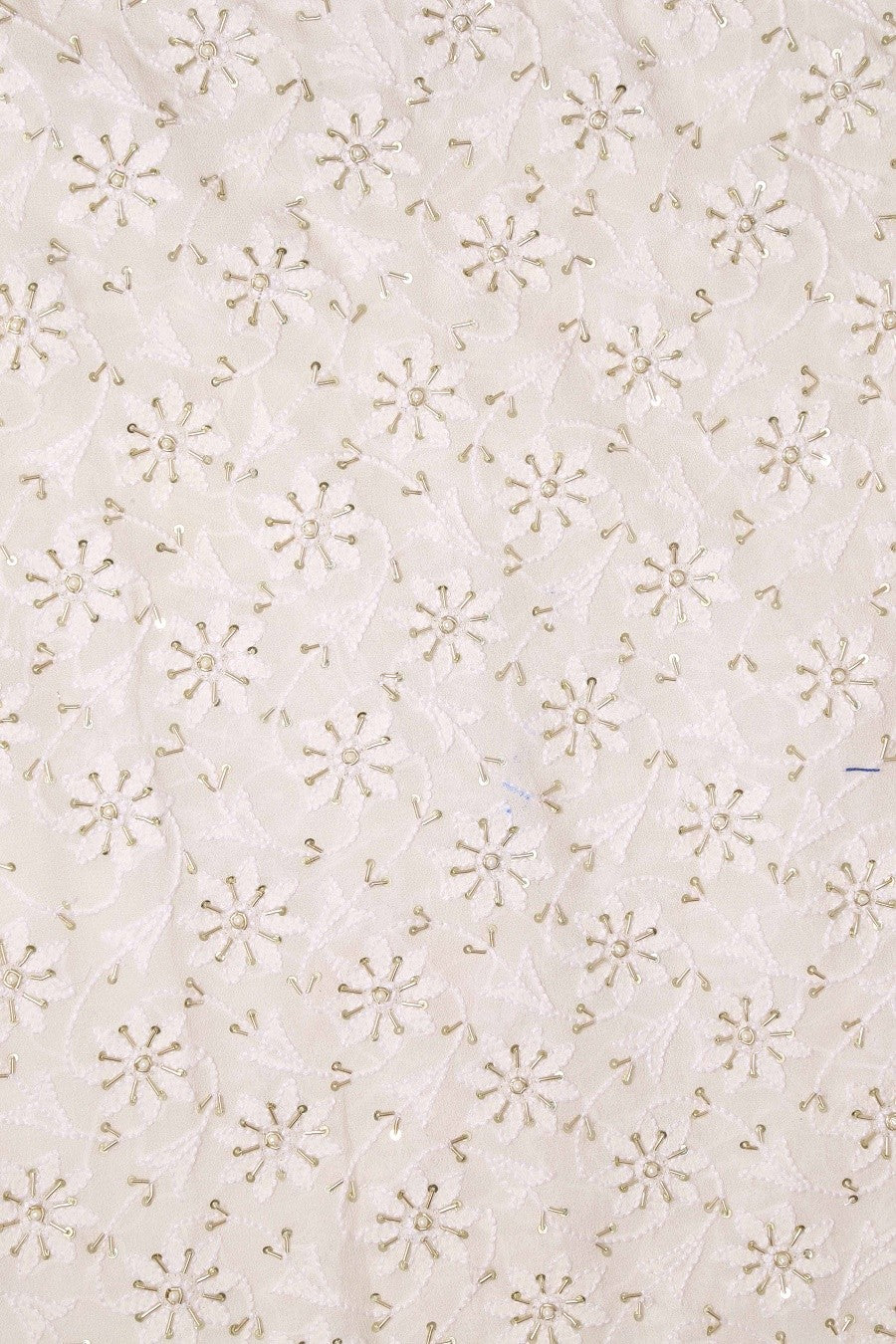 Ada Hand Embroidered Off White Pure Georgette Lucknowi Chikan Unstitched Kurta Dupatta Set with Pearl & Sequinned Work A227700
