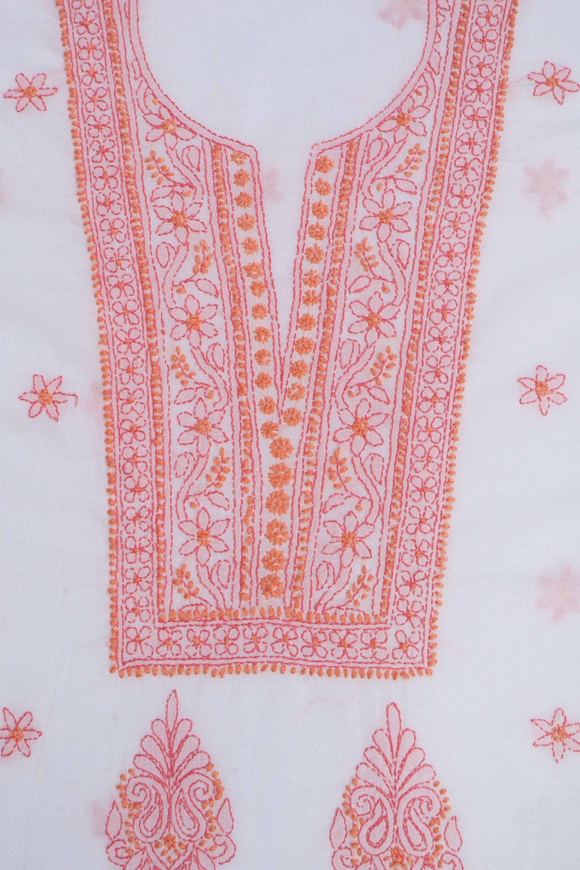 Ada Hand Embroidered White Cotton Lucknowi Chikankari Unstitched Suit Piece 01A275104