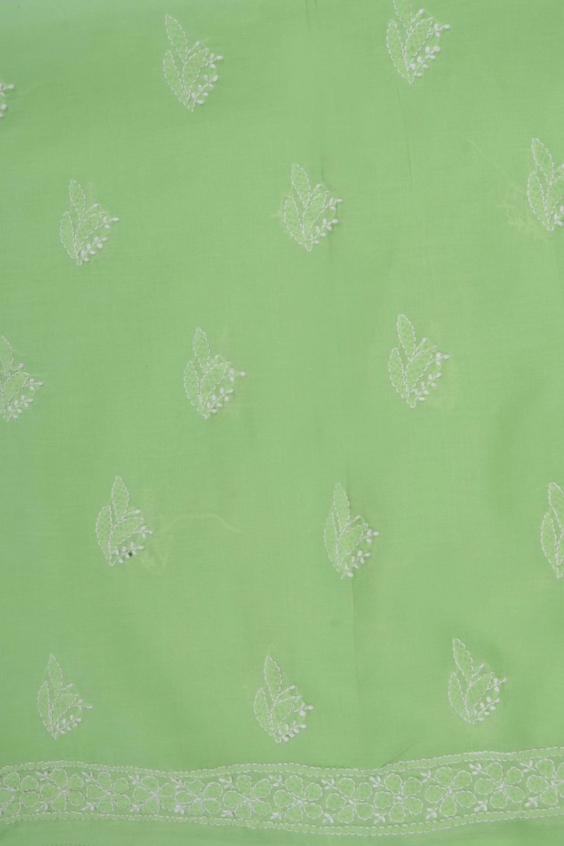 Ada Hand Embroidered Green Cotton Lucknowi Chikankari Unstitched Suit Piece 01A169959
