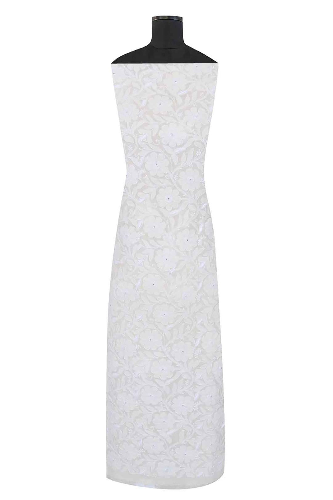 Ada Hand Embroidered White Pure Georgette Lucknowi Chikankari Unstitched Kurta Piece 01A160576