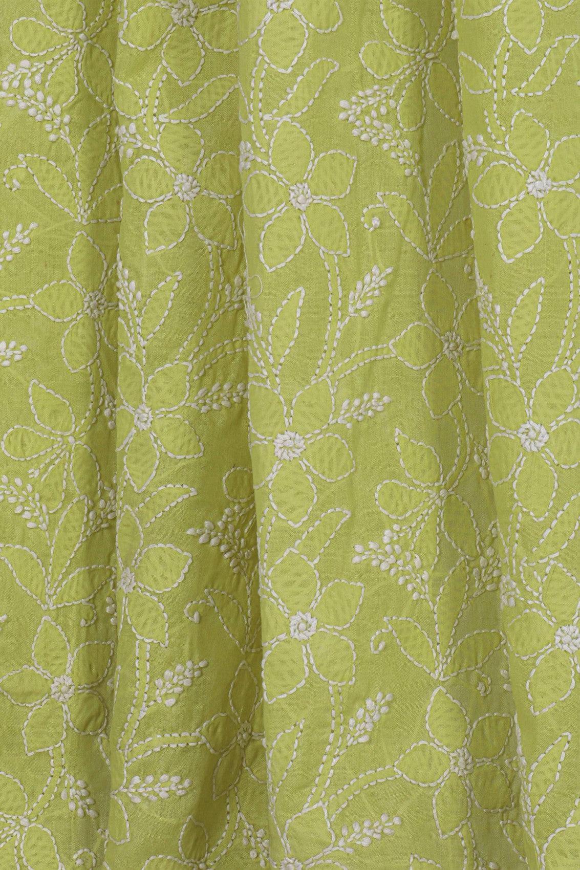 Ada Hand Embroidered Green Cotton Lucknowi Chikankari Dupatta A588708