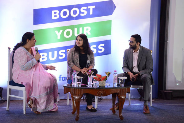 Mrs. Rhea Punjabi (extreme left in the picture) from Ada at Facebook India's event: 'Using Facebook to #BoostYourBusiness tour in Uttar Pradesh,' October 2016 at Vivanta by Taj in Lucknow