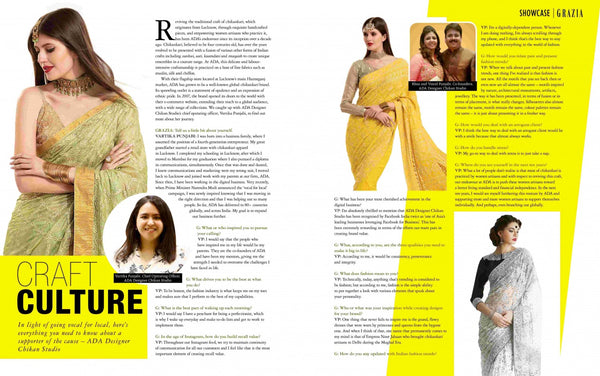 Grazia Centre Stage: Empowering Women Through This Ancient Craft - ADA Designer Chikan Studio