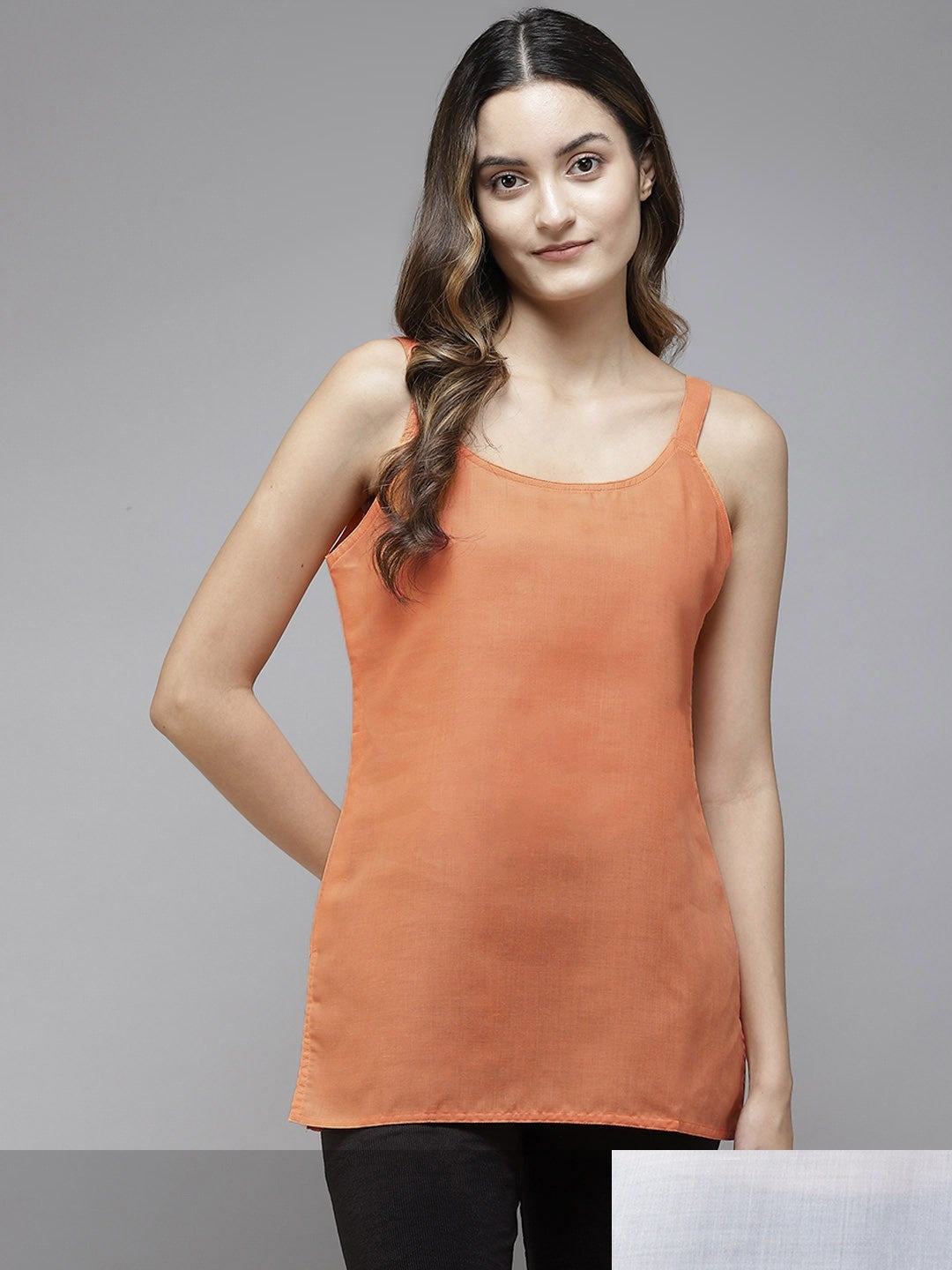 Ada White & Orange Cotton Short Slips Combo of 2 A111164.