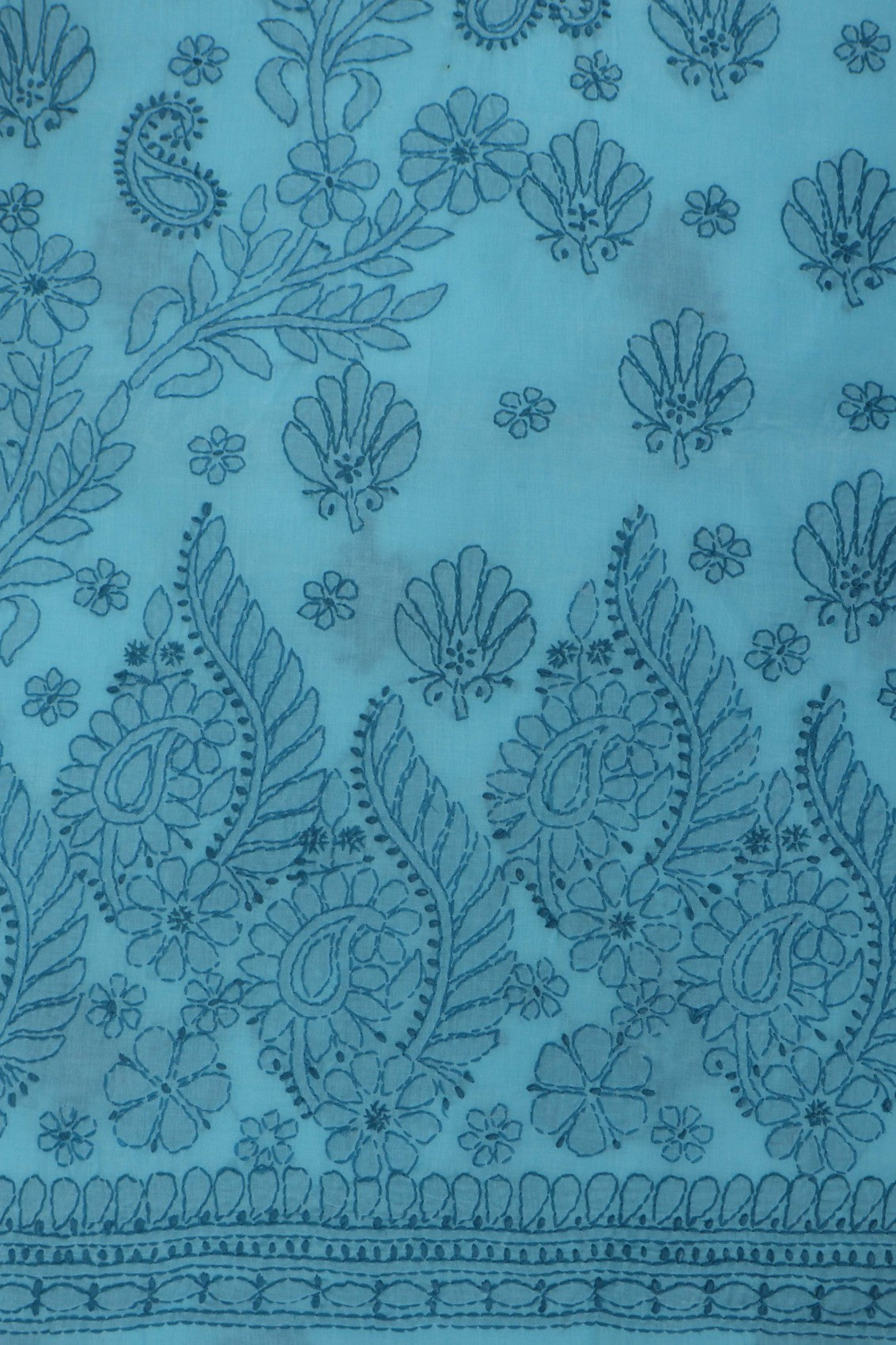 Ada Hand Embroidered Sky Blue Cotton Lucknowi Chikankari Unstitched Suit Piece 01A262732