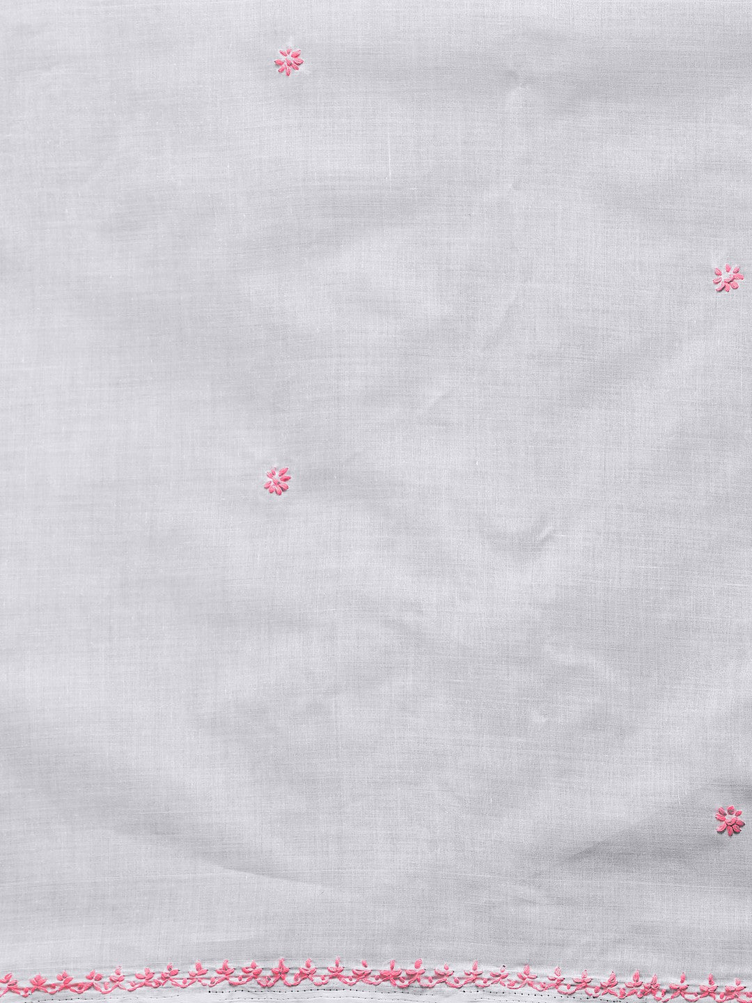 Ada Hand Embroidered White Cotton Lucknow Chikan Saree with Blouse -A100220