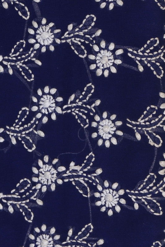 Ada Hand Embroidered Royal Blue Pure Georgette Lucknow Chikankari Clutch-A477968