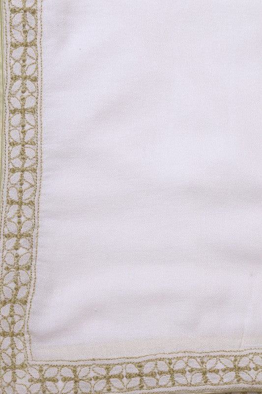 Ada Hand Embroidered White Cotton Lucknowi Chikankari Table Cover A475726