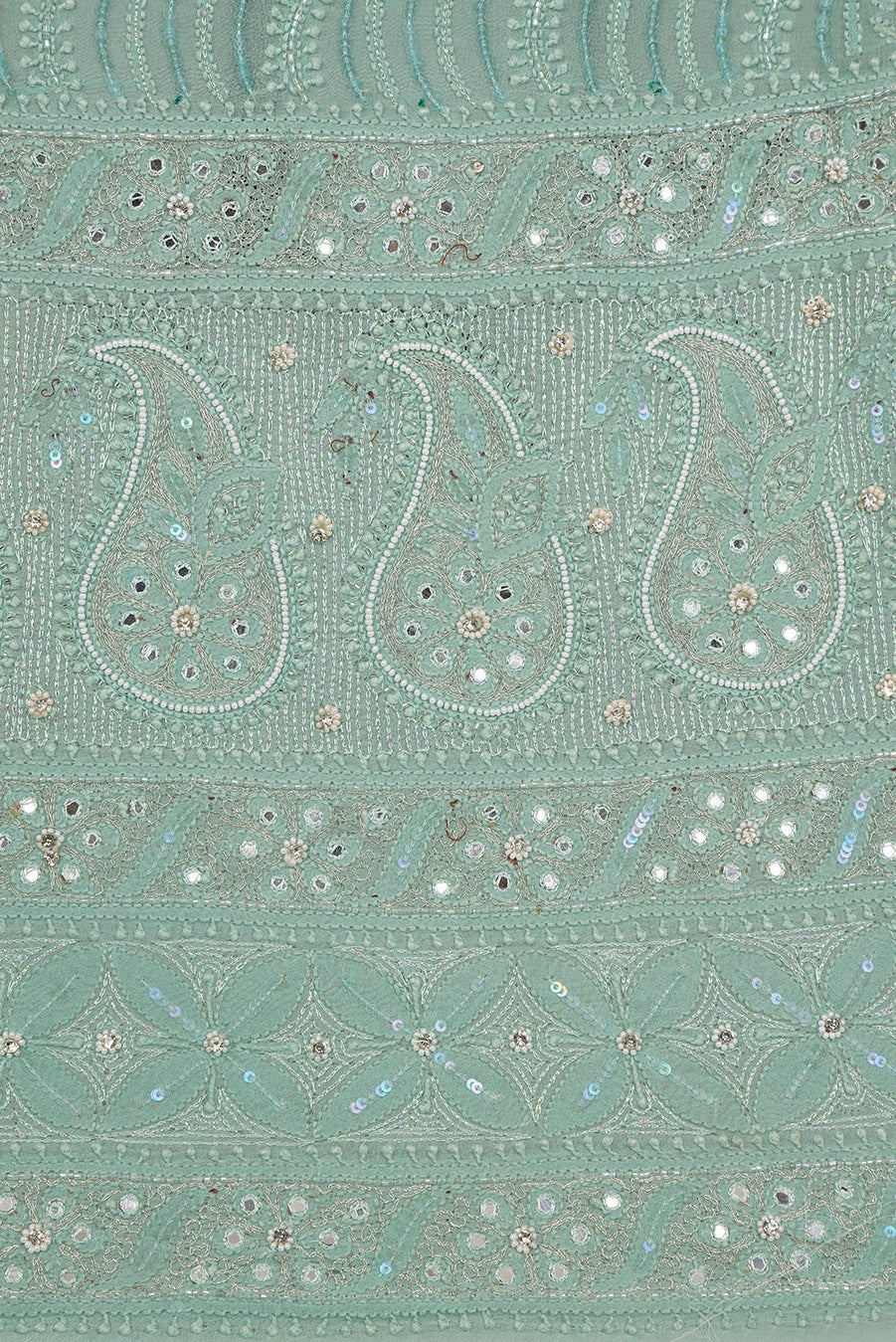 Ada Hand Embroidered Higgins Lake Grey Pure Georgette Lucknowi Chikankari Lehenga Set with Pearl & Sequinned Work A405333