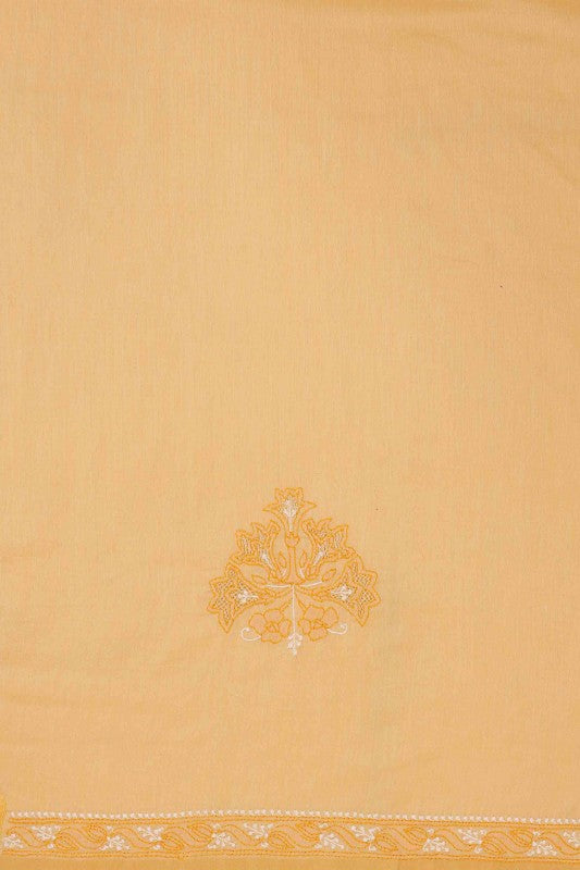 Ada Hand Embroidered Fawn Chanderi Lucknowi Chikankari Unstitched Suit Piece A442518