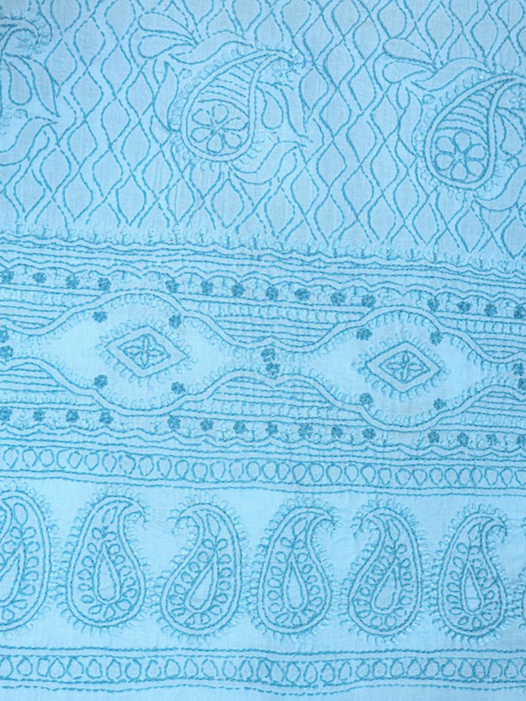 Ada Hand Embroidered Sky Blue Cotton Lucknowi Chikankari Unstitched Suit Piece A292559