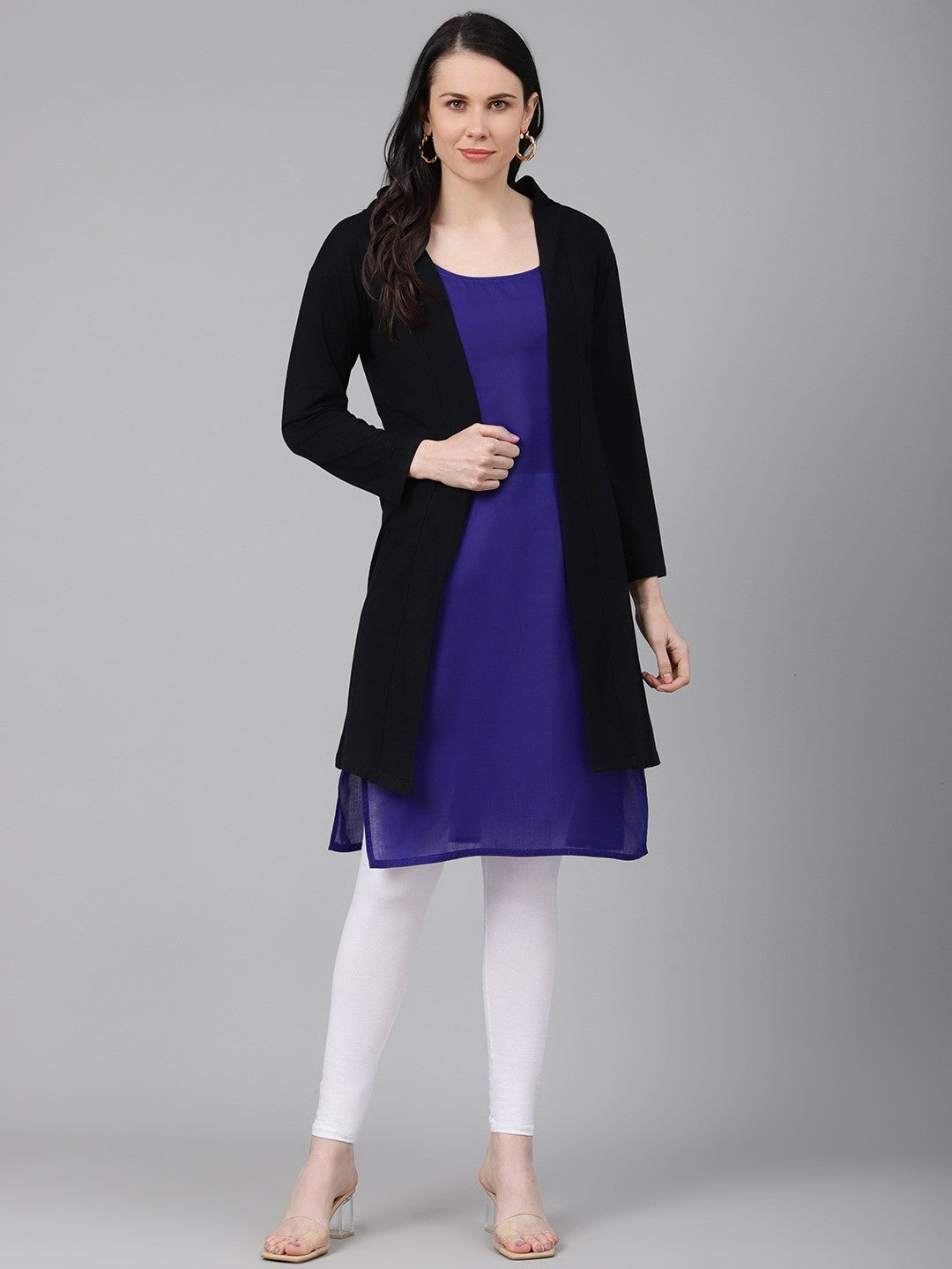 Ada Royal Blue and Black Cotton Long Slips Combo of 2  A330251.