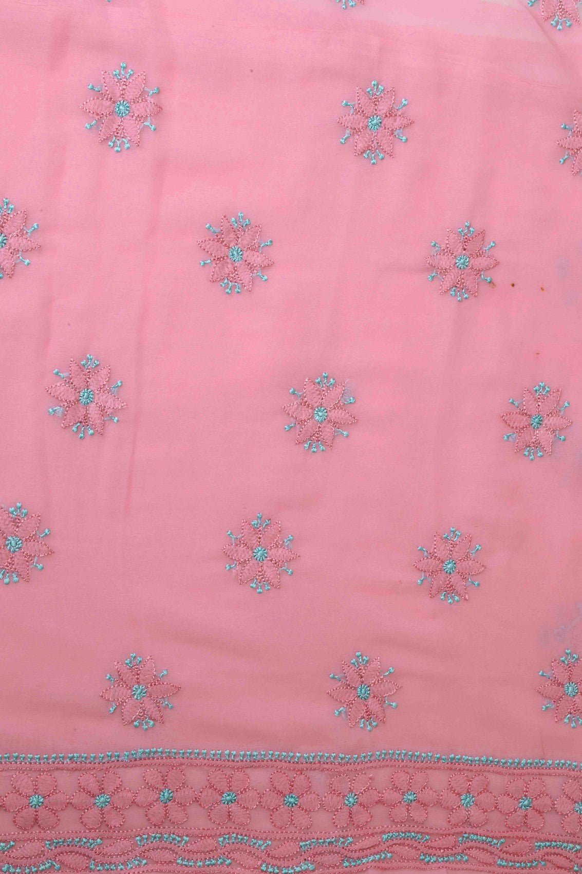 Ada Hand Embroidered Onion Pink Georgette Lucknowi Chikankari Unstitched Suit Piece A211183