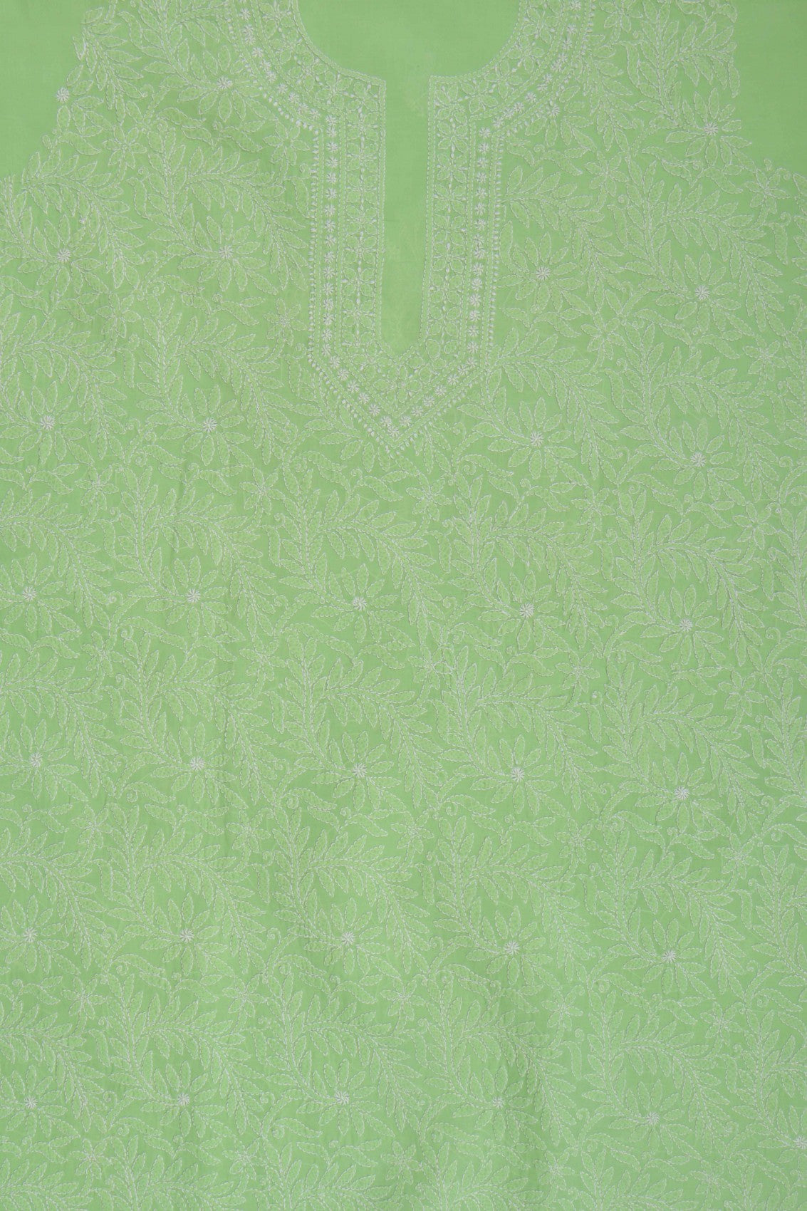 Ada Hand Embroidered Green Cotton Lucknowi Chikankari Unstitched Suit Piece 01A169959