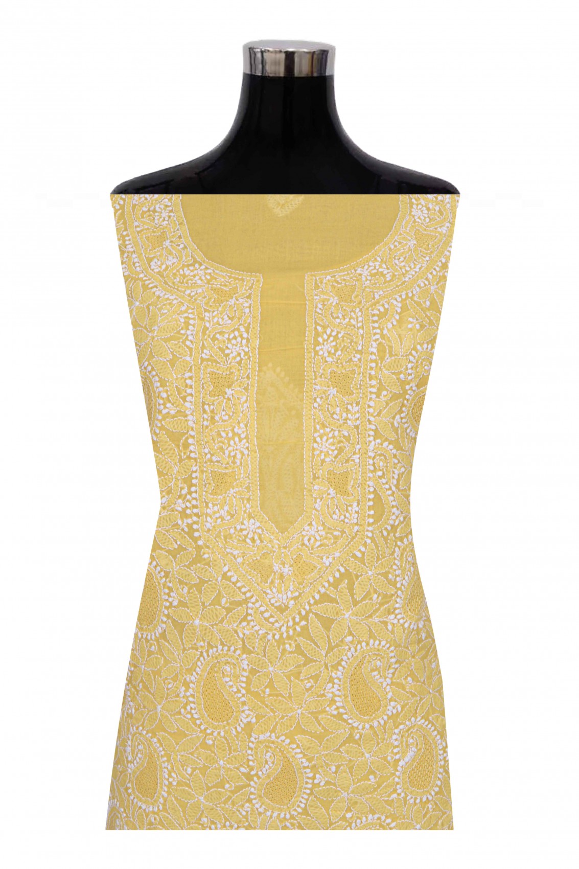 Ada Hand Embroidered Yellow Cotton Lucknowi Chikankari Unstitched Suit Piece 01A271089