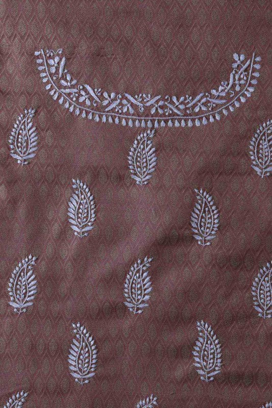 Ada Hand Embroidered Copper Brocade Lucknow Chikankari Men's Kurta Piece-A93080