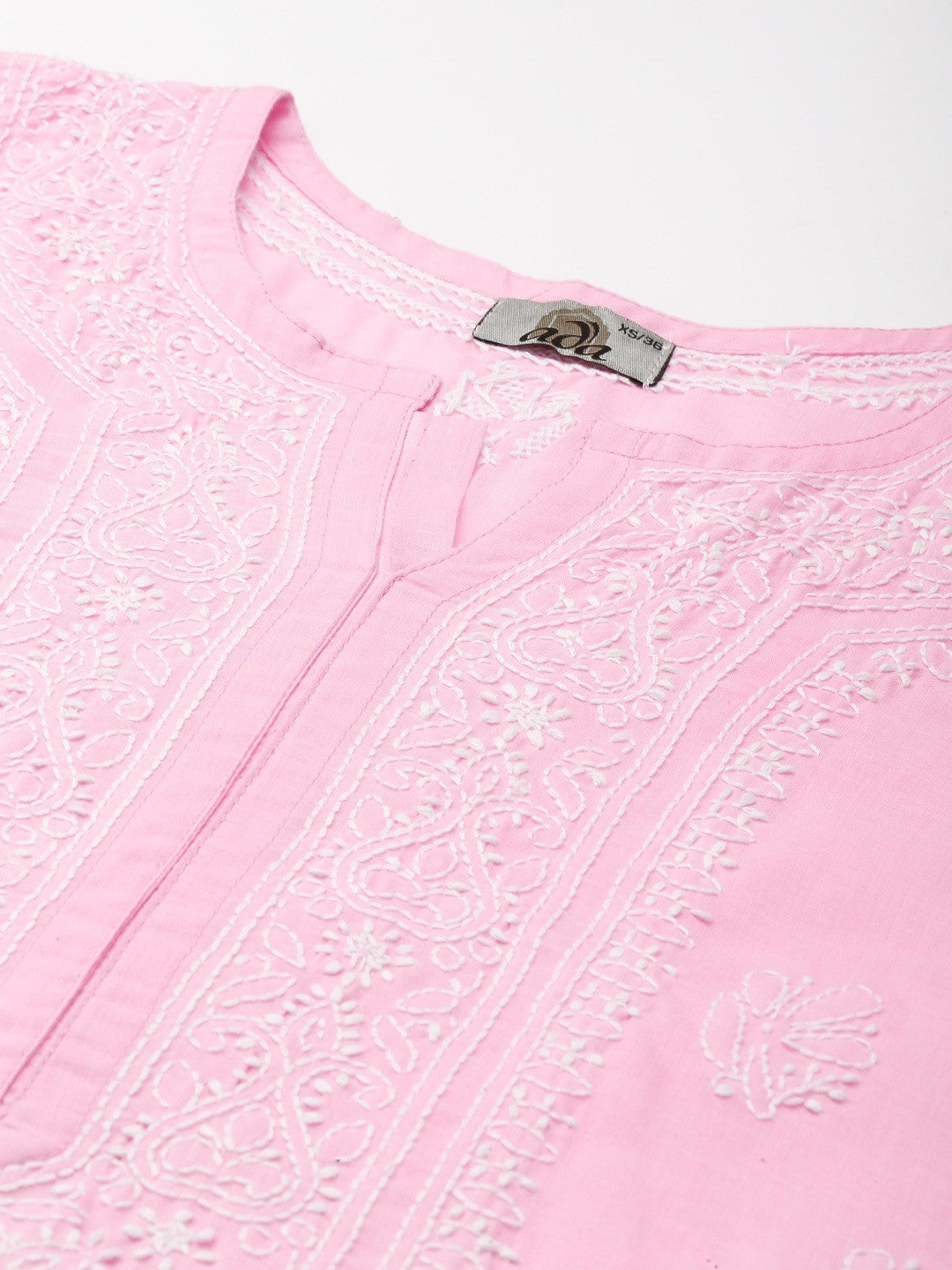 Ada Hand Embroidered Pink Cotton Lucknow Chikan Kurta A411367
