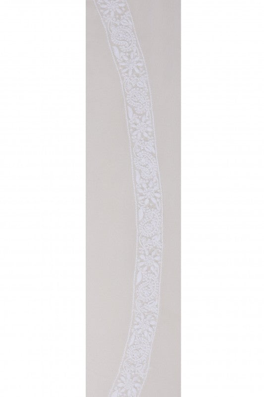 Ada Hand Embroidered White Pure Georgette Lucknowi Chikan Unstitched Men's Kurta Piece- A595431