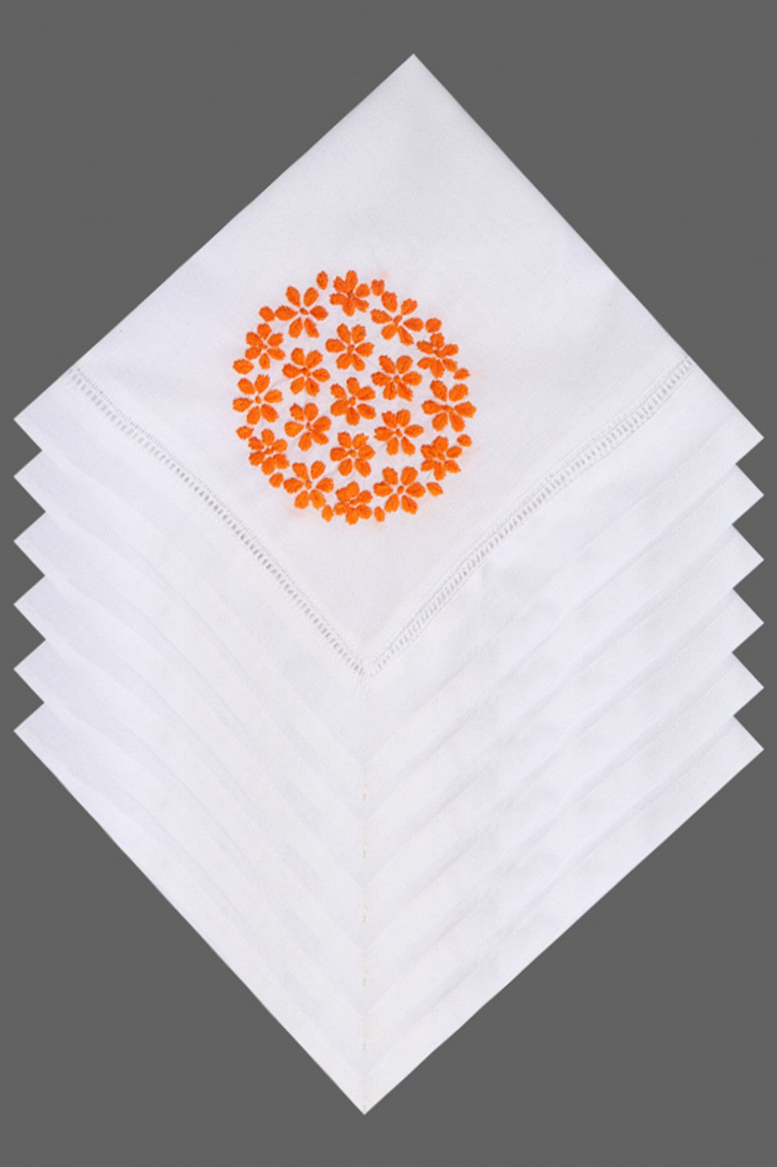 Ada Hand Embroidered White Cotton Lucknowi Chikan Napkin Set 01A141506